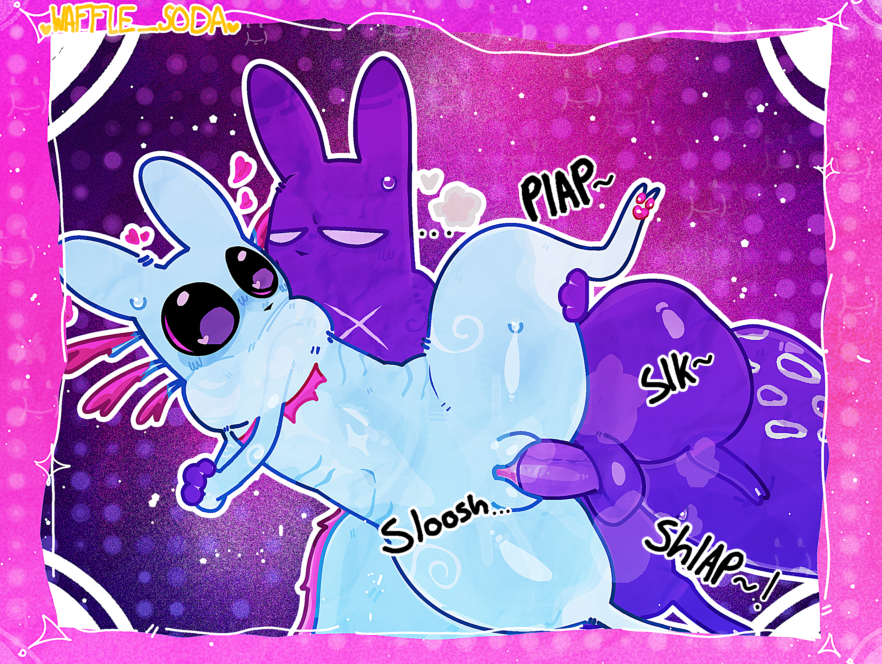 ..., 2boys, 2d, 2d (artwork), 2d artwork, annoyed expression, anthro on anthro, artist logo, artist name, artist signature, balls, big ass, big butt, big eyes, big penis, big thighs, blue body, blue skin, blush, border, chest fur, colored, cuntboy, cuntboy/male, digital art, duo, fur patterns, genital fluids, genitals, gills, happy, happy sex, heart eyes, heart-shaped pupils, holding hand, holding hands, holding legs up, ibispaint (artwork), ibispaintx, intersex, invalid tag, legs apart, legs up, lifting leg, lying down, lying on side, male, male only, male penetrated, male penetrating, male penetrating cuntboy, male/male, mastectomy scar, musk, musk clouds, musky balls, penis, penis in pussy, plap, pleasure face, pleasured male, precum, purple skin, pussy, pussy juice, rain world, rivulet (rain world), sex, sex from behind, shaded, shlap, sigh, simple background, slk, slugcat, sound effects, spearmaster (rain world), sweatdrop, sweating, sweaty, tagme, trans man, transmasc, vaginal fluids, vaginal penetration, vaginal sex, waffle soda, white pupils
