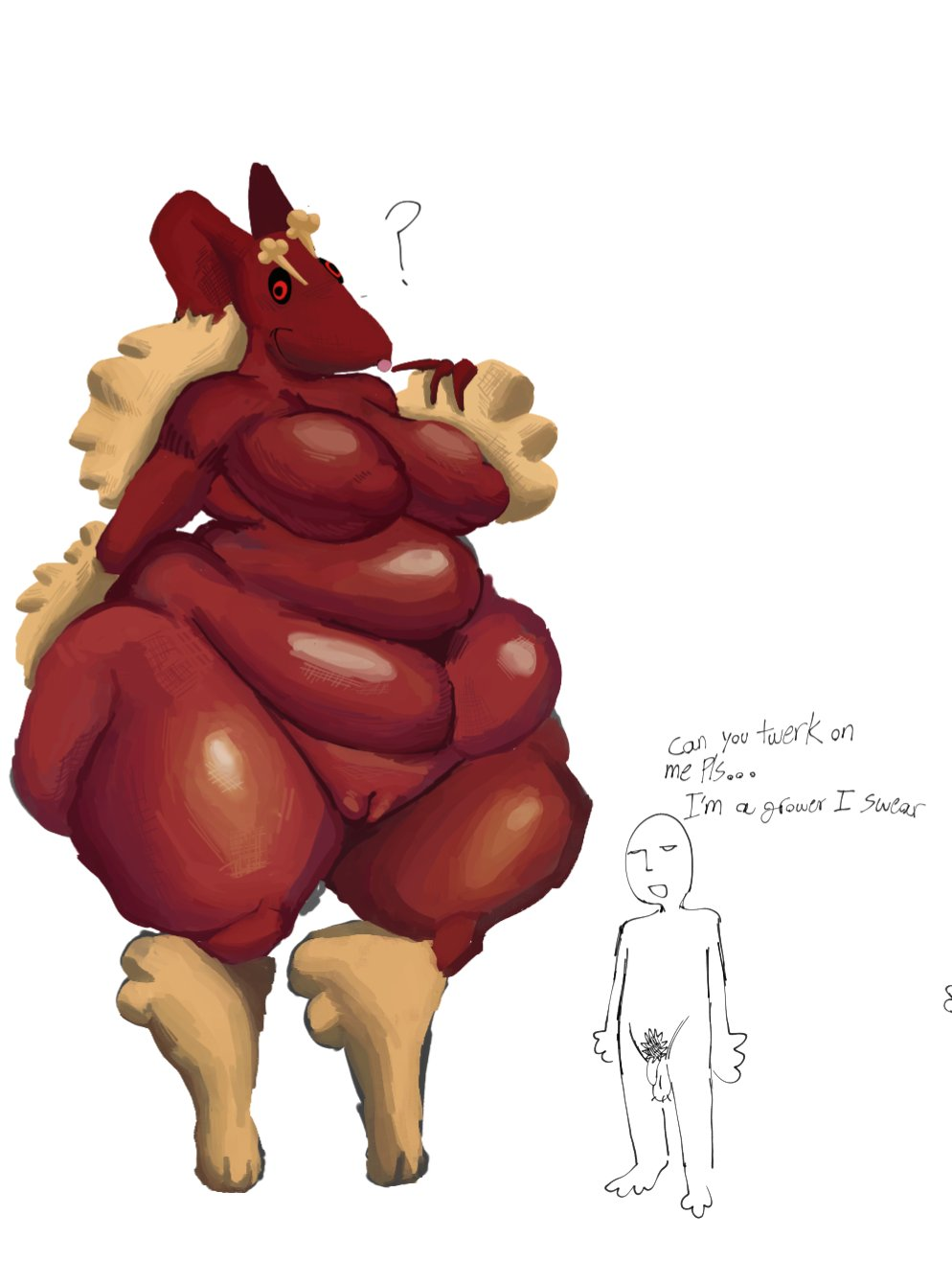 1boy 1boy1girl 1girls ? anthro big_ass black_sclera bottom_heavy breasts dialogue fat fat_ass fat_butt featureless_breasts female female_only flaccid ghostfluff0 lopunny naked naked_female naked_male nude nude_female nude_male obese obese_female pokemon pokemon_(species) pubic_hair pussy red_eyes tagme