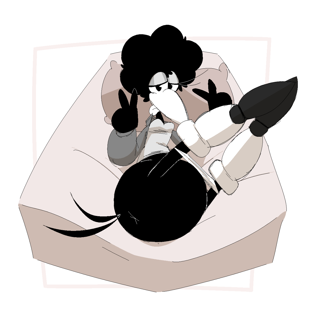 1:1 2021 afro anthro anus ass avian beak bed bedroom_eyes big_beak biped bird black_body black_clothing black_eyes black_feathers black_footwear black_hair black_shoes black_tail breasts clothed clothed_anthro clothed_female clothing clothing_around_legs digital_drawing_(artwork) digital_media_(artwork) donna_feathers double_v_sign eyelashes eyeshadow feathers female fingers footwear front_view furniture gesture grey_bedding grey_clothing grey_eyeshadow grey_jacket grey_shirt grey_topwear greyscale hair hand_gesture hi_res inkblot jacket knee_highs knee_socks legs_up legwear lidded_eyes long_eyelashes looking_at_viewer lying lying_on_bed maddeku makeup mattress monobutt monochrome narrowed_eyes non-mammal_breasts on_back on_bed open_clothing open_jacket open_topwear panties panties_around_legs panties_down partially_clothed pie_cut_eyes pillow seductive shaded shirt simple_background socks solo tail thin_legs tongue tongue_out topwear underwear underwear_around_legs underwear_down v_sign virgin white_background white_beak white_clothing white_footwear white_knee_socks white_panties white_socks white_underwear