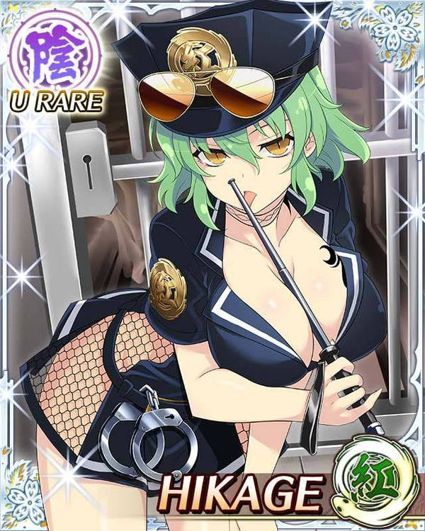 1girls baton blue_dress breasts choker dress green_hair handcuffs hat hikage_(senran_kagura) holding_baton jail_bars large_breasts looking_at_viewer maxdxd police police_uniform policewoman senran_kagura short_hair sunglasses sunglasses_on_hat yellow_eyes