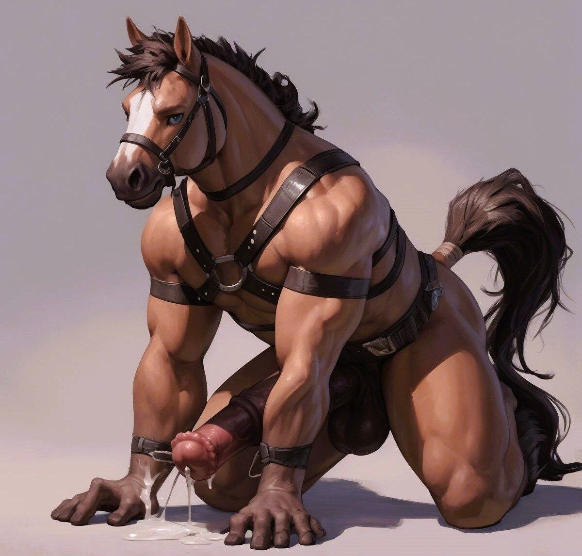 ai generated, equine, equine penis, furry, furry male, furry only, gay, horse, horse penis, horsecock, male, male only, muscles, muscular, penis, solo, solo male, yaoi