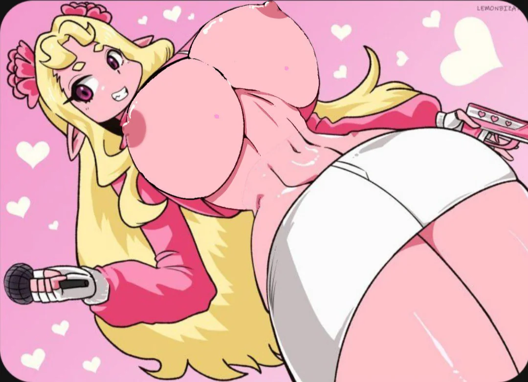1girls, ass, big ass, big breasts, blonde hair, breasts, crop top, crop top overhang, edit, female, female only, fnf mods, friday night funkin, huge breasts, large breasts, lemonbizate (artist), long hair, no bra, no underwear, pink skin, pointy ears, rosie (shiba chichi), skirt, solo, standing, thick thighs, top hoodie, underboob, wide hips