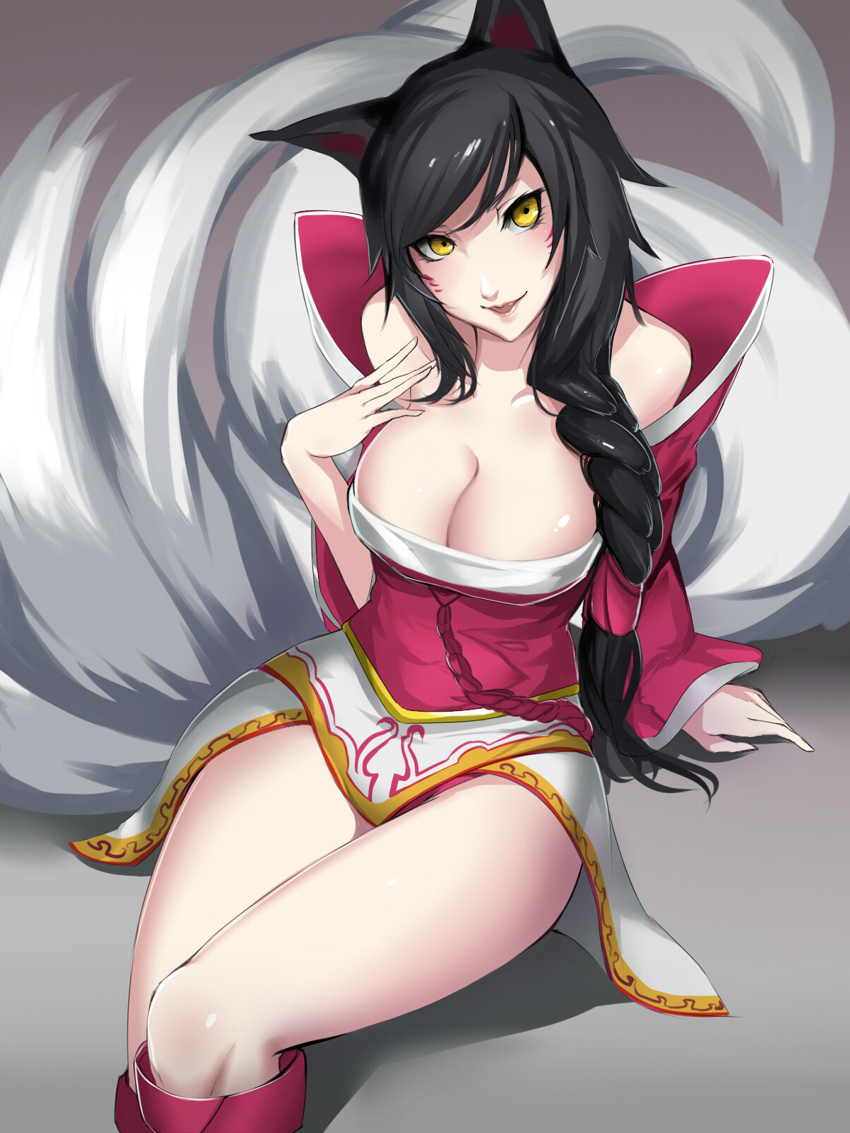 ahri, female, fur, furry tail, humanoid, kemonomimi, league of legends, multi tail, tagme, tail, tails