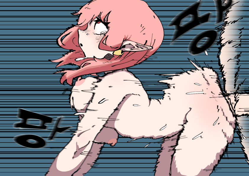 accurate_art_style bouncing_breasts doggy_style eyes_rolling_back from_behind kina_lillet official_style pink_hair player_(oh_hyeon-jun) red_eyes