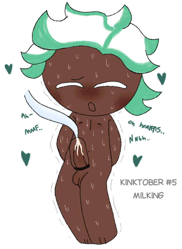 1boy arms_behind_back balls ballsack blush blush_lines closed_eyes colored cookie_run cookie_run_kingdom cookie_run_ovenbreak cum cum_drip cum_on_penis dark-skinned_male ejaculation englis english_text green_hair heart heart_symbol kinktober kinktober_2024 looking_pleasured machine milking milking_cum milking_machine milking_penis mint_choco_cookie moaning naked naked_male nipples nude nude_male open_mouth orgasm penis penis_out pleasured shaded solo solo_male spilling_cum sweat sweating trembling veiny_penis wackymustdie white_background