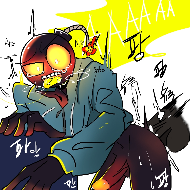 anal, anal sex, bottomless, clothed, clothing, erection, friday night funkin, gay, gay sex, hoodie, korean text, male, object head, penis, tagme, whitty (friday night funkin)