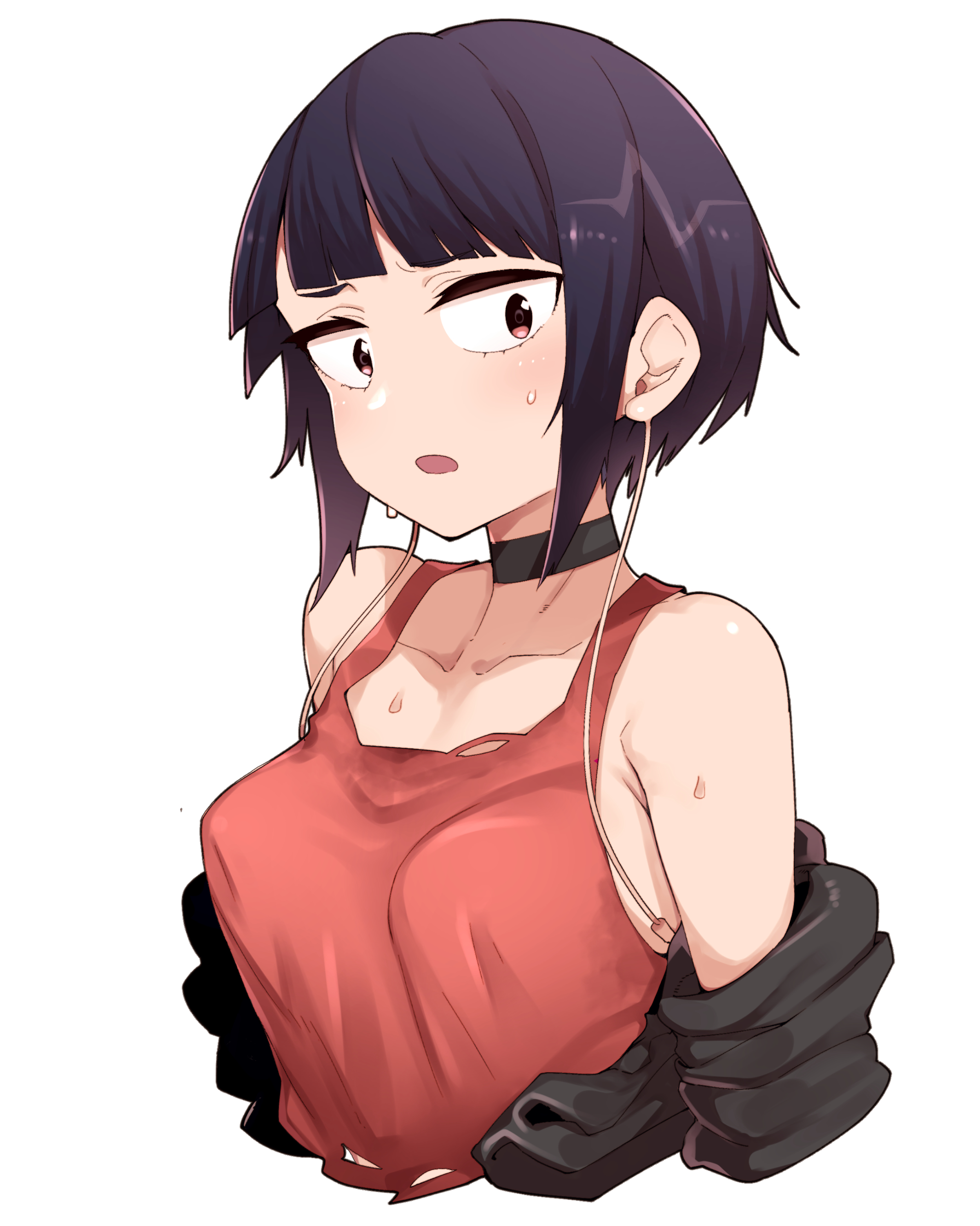 1girls, boku no hero academia, breasts, choker, female, female only, fully clothed, georugu13, kyoka jiro, my hero academia, purple hair, purple-haired female, short hair, solo, tagme, upper body