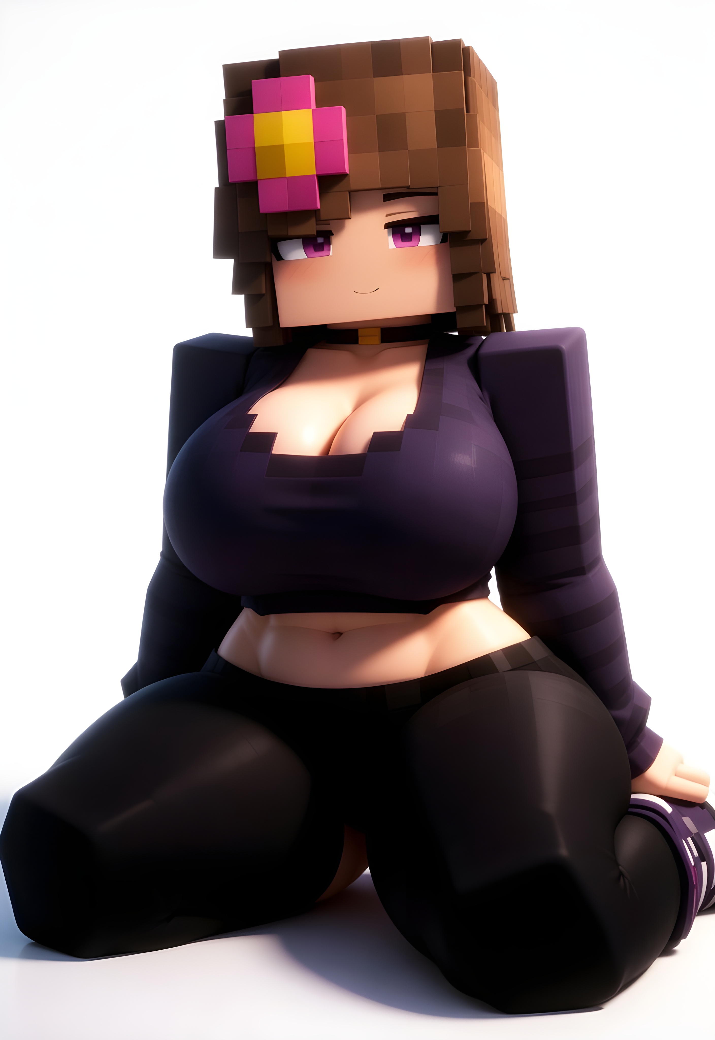 1girls, ai generated, big ass, big breasts, big butt, brasil louco, breasts, brown hair, bubble ass, bubble butt, chubby, chubby female, clothed, clothed female, curvaceous, curvy, curvy body, curvy female, curvy figure, female, female focus, female human, female only, front view, full body, full clothed, fully clothed, human female, human only, jenny belle (slipperyt), large ass, looking at viewer, mature, mature female, mature milf, mature woman, milf, milf body, minecraft, navel, pink eyes, presenting, seducing, seducing viewer, seductive, seductive look, seductive pose, seductive smile, sexy, sexy body, sexy pose, simple background, solo, solo female, solo focus, thick, thick ass, thick body, thick butt, thick legs, thick thighs, voluptuous, voluptuous female, white background