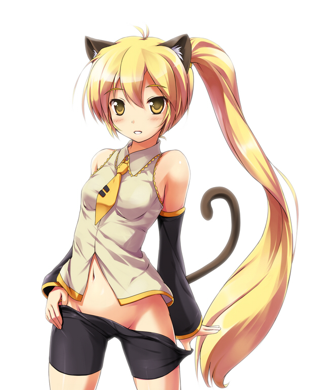 akita_neru cat_ears fanloid no_panties tail undressing