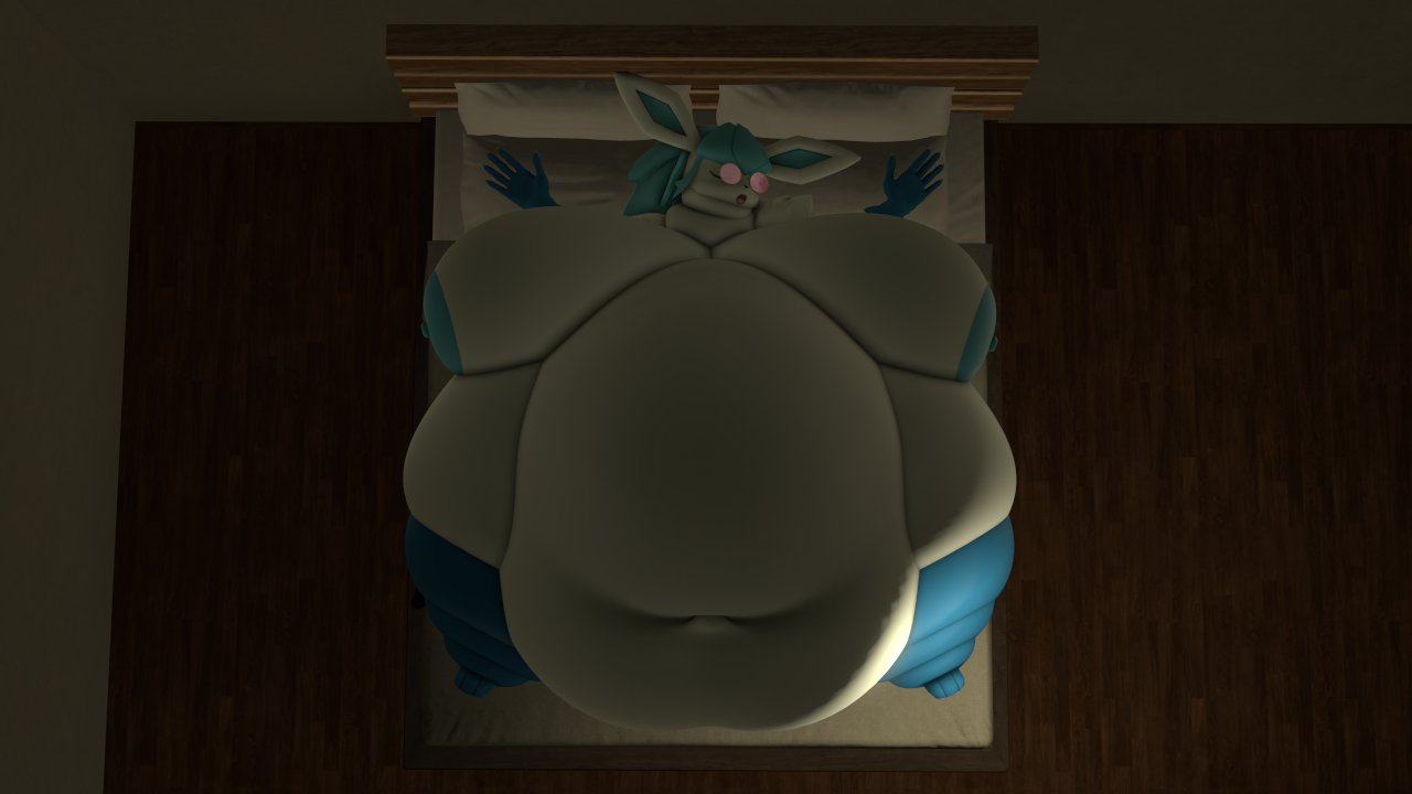 bbw big_breasts breasts cleavage eeveelution female furry glaceon huge_breasts kingofthekabuto nipples overweight pokemon pokemon_(species) queenofthekabuto thick_thighs wide_hips