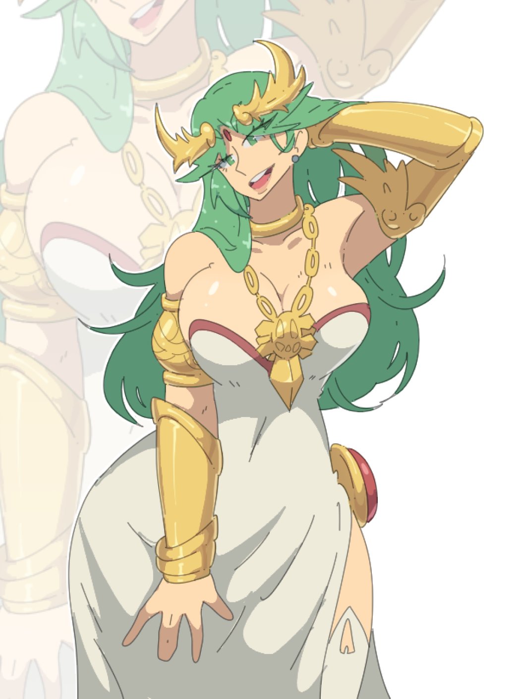 bimbo breasts female female_only green_eyes green_hair kid_icarus leedraw11 nintendo palutena solo