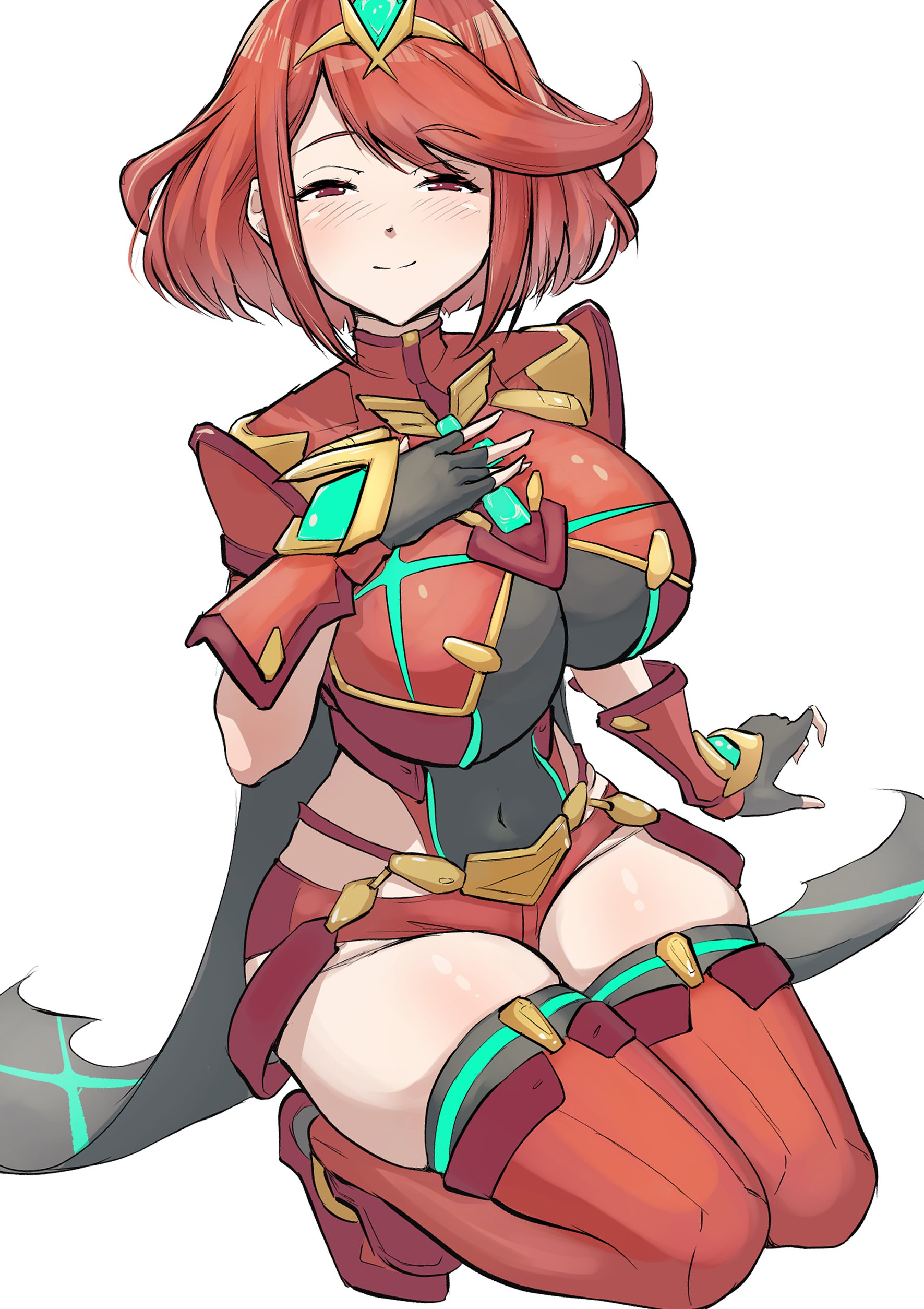 breasts, core crystal, female, female only, looking at viewer, pyra, solo, solo female, spicycurryart, xenoblade (series), xenoblade chronicles 2