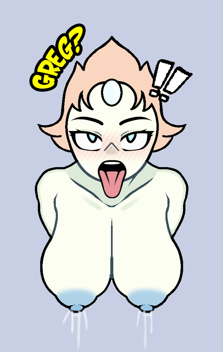 ! !! blue_eyes blush breasts bright_pupils cartoon_network colored_skin english_language english_text female female_only forehead_jewel greg_universe imminent_sex lactation large_breasts looking_at_viewer male male_pov nipples nose_blush nude open_mouth orange_hair pearl_(personification) pearl_(steven_universe) pov short_hair solo steca steven_universe stuck_in_wall teeth text thelazyart tongue tongue_out upper_body upper_teeth upper_teeth_only