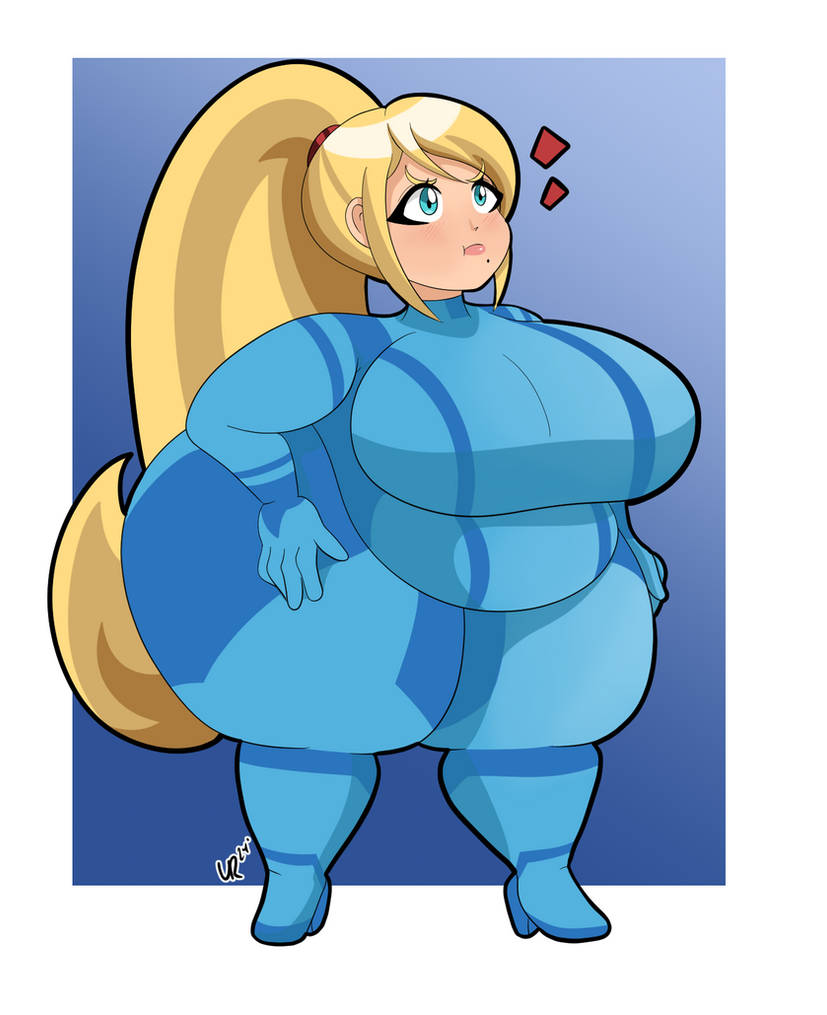 adorable bbw big_ass big_belly big_breasts blush chubby_female fat female female_focus female_only jealous metroid pouting samus_aran shortstack tight_clothing tsundere unknownrez zero_suit_samus