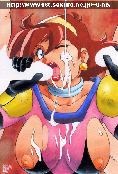 1990s 1999 1girls 20th_century breasts brown_hair censored female g_gundam gundam hosaka_yuuichi male penis rain_mikamura tagme unseen_male_face