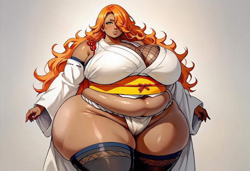 ai_generated akimichi_chouchou alternate_body_type bbw big_breasts boruto:_naruto_next_generations bottom_heavy bottomless_female civitai curvaceous curvy curvy_female curvy_figure dark-skinned_female detached_sleeves fat fat_ass fat_breasts fat_tits fat_woman fundoshi kimono naruto orange_hair overweight overweight_female round_ass round_belly ssbbw thick_ass thick_legs thick_thighs thighhighs top_heavy