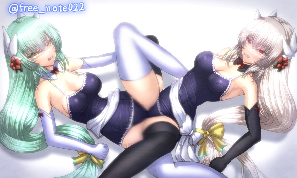 2girls angry angry_eyes angry_sex black_gloves black_leggings black_legwear blush breast_press breasts catfight climax clothed clothed_sex clothing competitive_sex dragon_girl dragon_horns fate/grand_order fate_(series) female female/female female_focus freenote022 green_hairkiyohime_(fate) grinding hair_ornament kiyohime kiyohime_(fate) kiyohime_(fate/grand_order) kiyohime_(swimsuit_lancer)_(fate) large_breasts leggings light-skinned_female long_gloves long_hair multiple_girls mutual_masturbation pussy scissoring selfcest sexfight swimsuit tagme tagme_(artist) teeth_clenched teeth_showing tight_clothing watermark wet_pussy white_gloves white_hair white_legwear yellow_eyes yuri