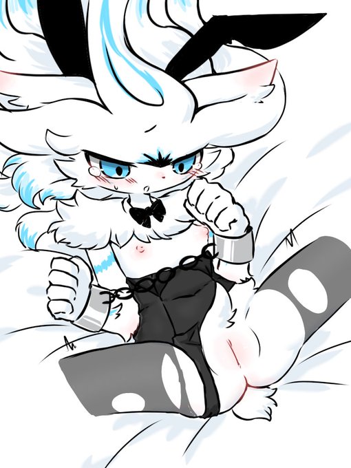 1girls 2d_(artwork) bed bedroom black_suit blue_eyes blush blush_lines blushing bunny_ears bunny_girl bunnysuit cartoon felid feline felis female female_focus fur furry furry_female furry_only genderswap_(mtf) girl king_of_destiny_phonoa laying_down laying_on_bed looking_pleasured moan moaning nipples pomfret pussy pussy_focus pussy_peek rule_63 small_nipples solo solo_female spread_legs spread_pussy spreading tagme tears the_battle_cats uberfest_(the_battle_cats) white_body white_fur