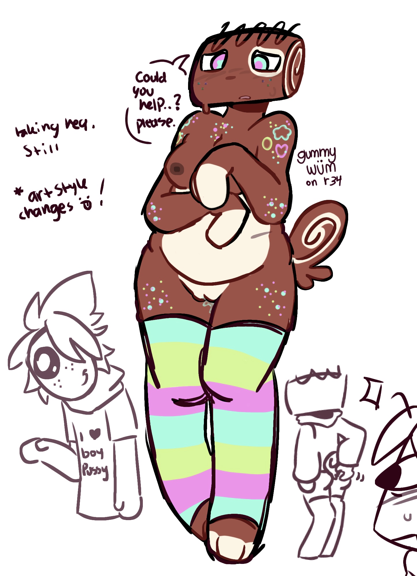 1boy, 1boy1girl, 1girls, artist request, breasts, cosmo (dandy's world), dandy's world, female, genderswap, genderswap (mtf), pussy, pussy juice drip, rule 63, sprout (dandy's world)