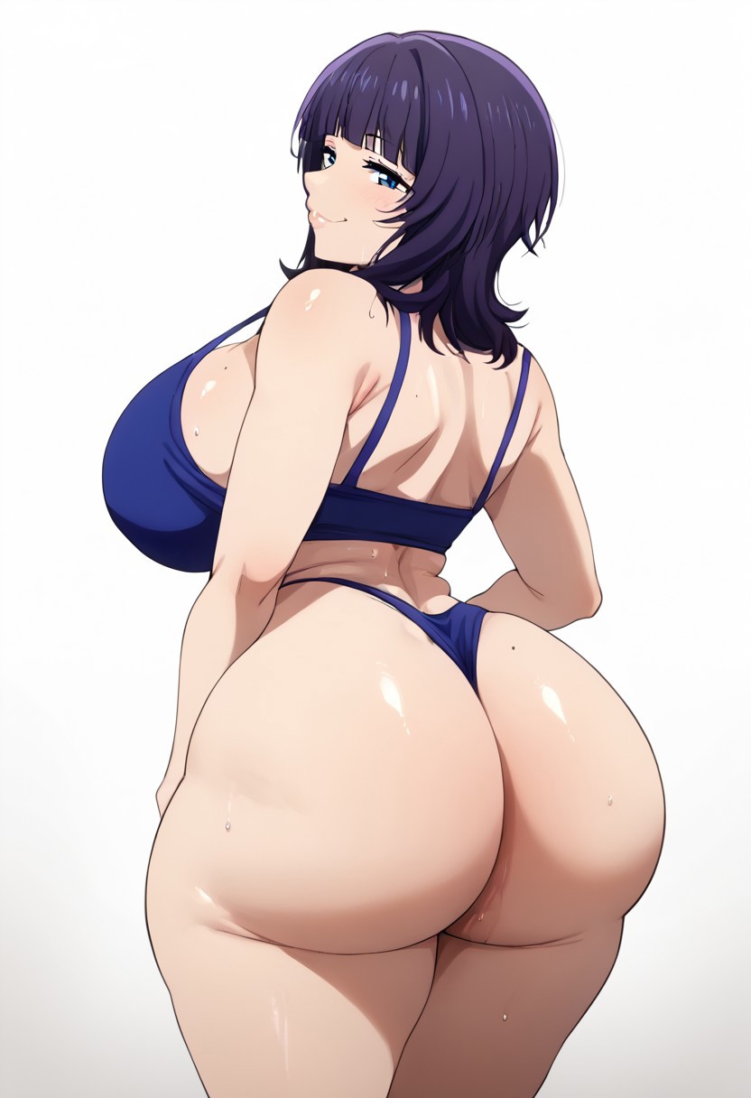 1girls ai_generated asaka_karin ass big_ass big_butt bikini bottom_heavy breasts bubble_butt female huge_ass huge_breasts large_breasts love_live! love_live!_nijigasaki_high_school_idol_club medium_hair thong