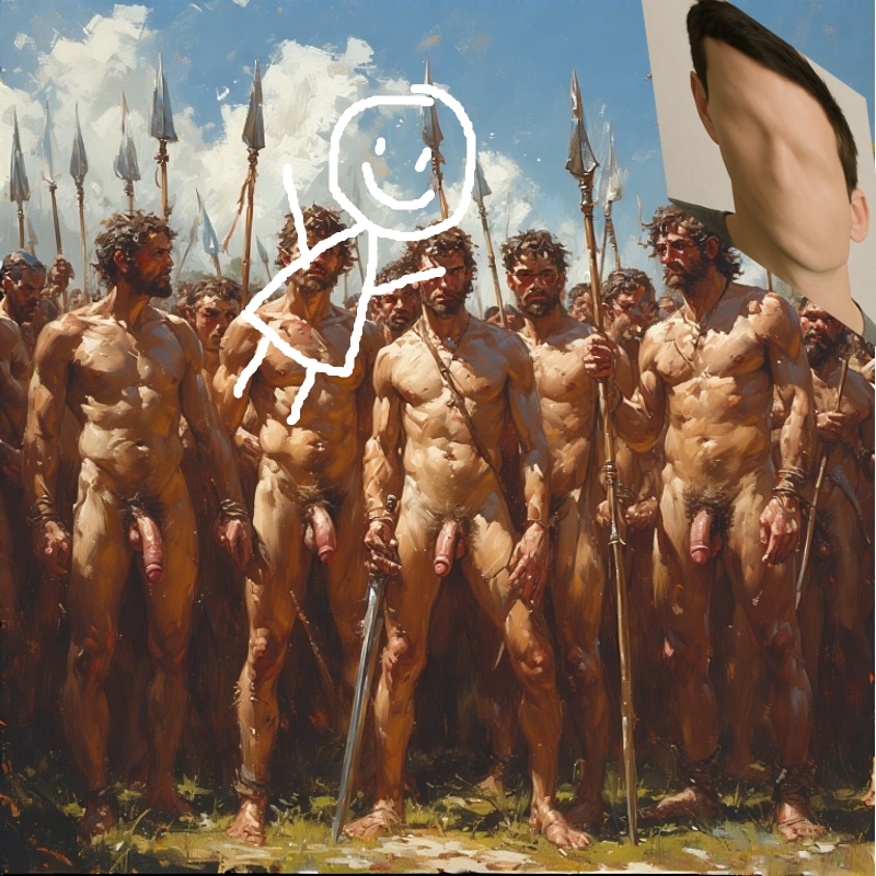 ai_generated army army_men battle boy brown_hair fight fighter fighting fighting_over_boy flaccid_penis friendship gang gay group kill killed killing knocked_out low_quality_edit medival multiple_males multiple_penises nude null orgy passed_out penis_size_difference realistic ritual spear testosterone torture tribal tribe war warrior weapon