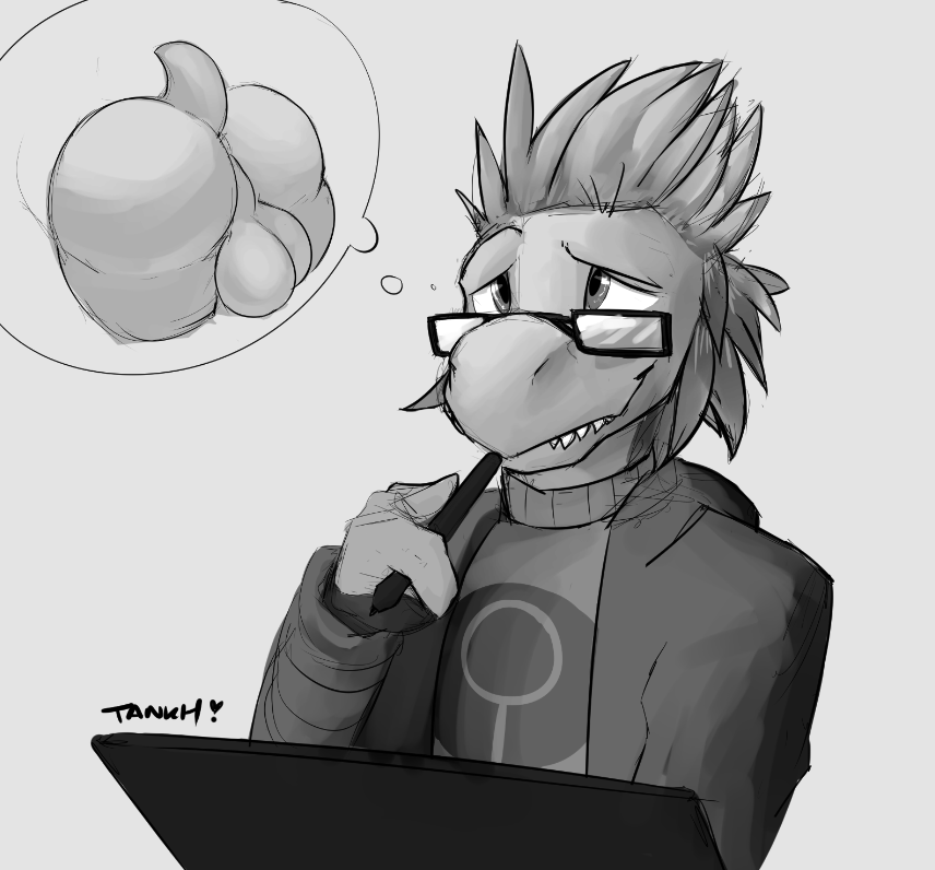 alien anthro anus ass balls big_balls big_butt clothing digital_media_(artwork) drawing_tablet eyewear genitals glasses halo_(series) hoodie kig-yar kiggy male marathon microsoft raised_tail ruuhtian_(kig-yar) scalie smile solo stylus tablet tail tankh teeth thought_bubble topwear xbox_game_studios