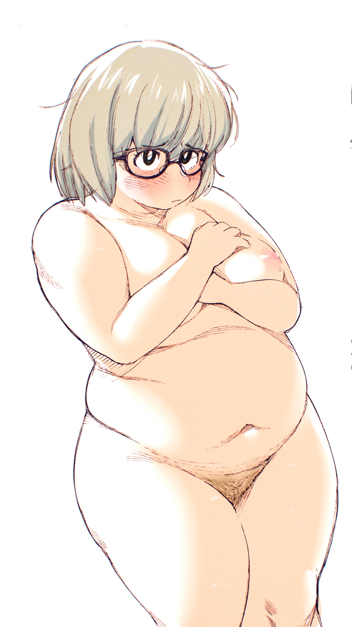character request, cloudxmoe, completely nude, fat female, fat woman, female, glasses, grey hair, nipples, nude, original, original character, pubic hair, pussy, tagme