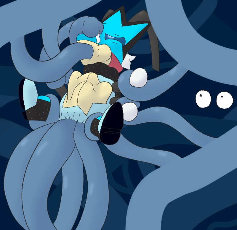 4_arms ambiguous_gender ambiguous_penetration anoelotl antennae_(anatomy) arthropod background_eyes beetle black_clothing blue_clothing bodily_fluids clothing compound_eyes cucujoid cum cum_on_face digital_media_(artwork) duo fellatio five_star_(anoel) footwear generation_2_pokemon generation_4_pokemon genital_fluids genitals gloves handwear insects ladybug ledian male male/ambiguous male_penetrating multi_arm multi_limb multiple_insertions nintendo oral oral_penetration penetration penile penis penis_on_face penis_tentacles plant pokemon pokemon_(species) questionable_consent restrained restrained_by_tentacles scarf sex shoes simple_background spitroast stomach_bulge superhero_costume tangrowth tentacle through_clothing