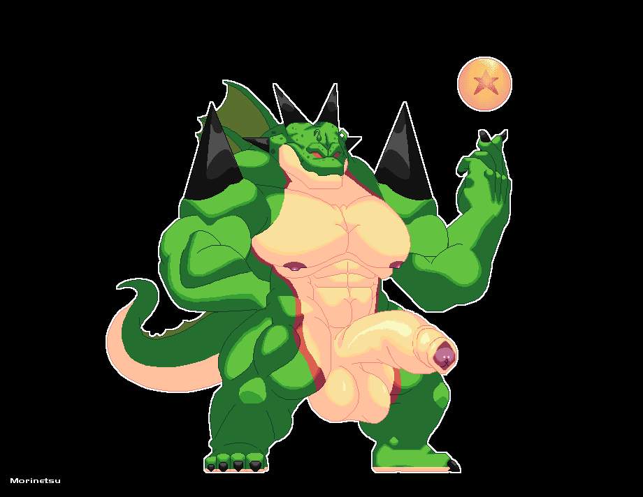 animated anthro attack balls barazoku clothing digital_media_(artwork) dragon dragon_ball dragon_ball_(object) dragon_ball_z erection feet genitals horn humanoid_genitalia idle_animation legwear loop male masturbation moobs morinetsu muscular muscular_anthro muscular_male mythological_creature mythological_scalie mythology nipples penis piercing pixel_(artwork) porunga pose ring_piercing running scalie short_playtime sitting spikes spikes_(anatomy) taunting thigh_highs walking