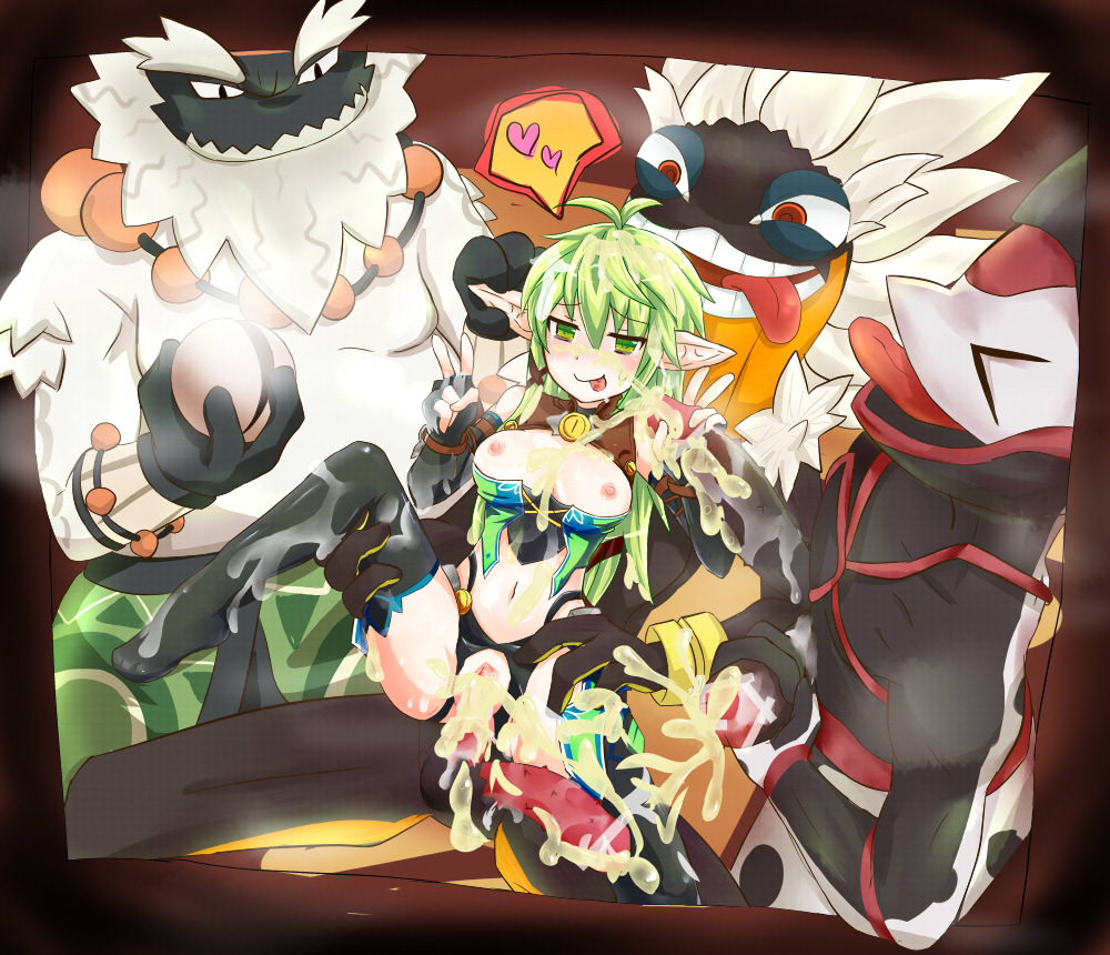 cum elf elsword female rena_(elsword) tagme tongue_out trapping_ranger_(elsword)