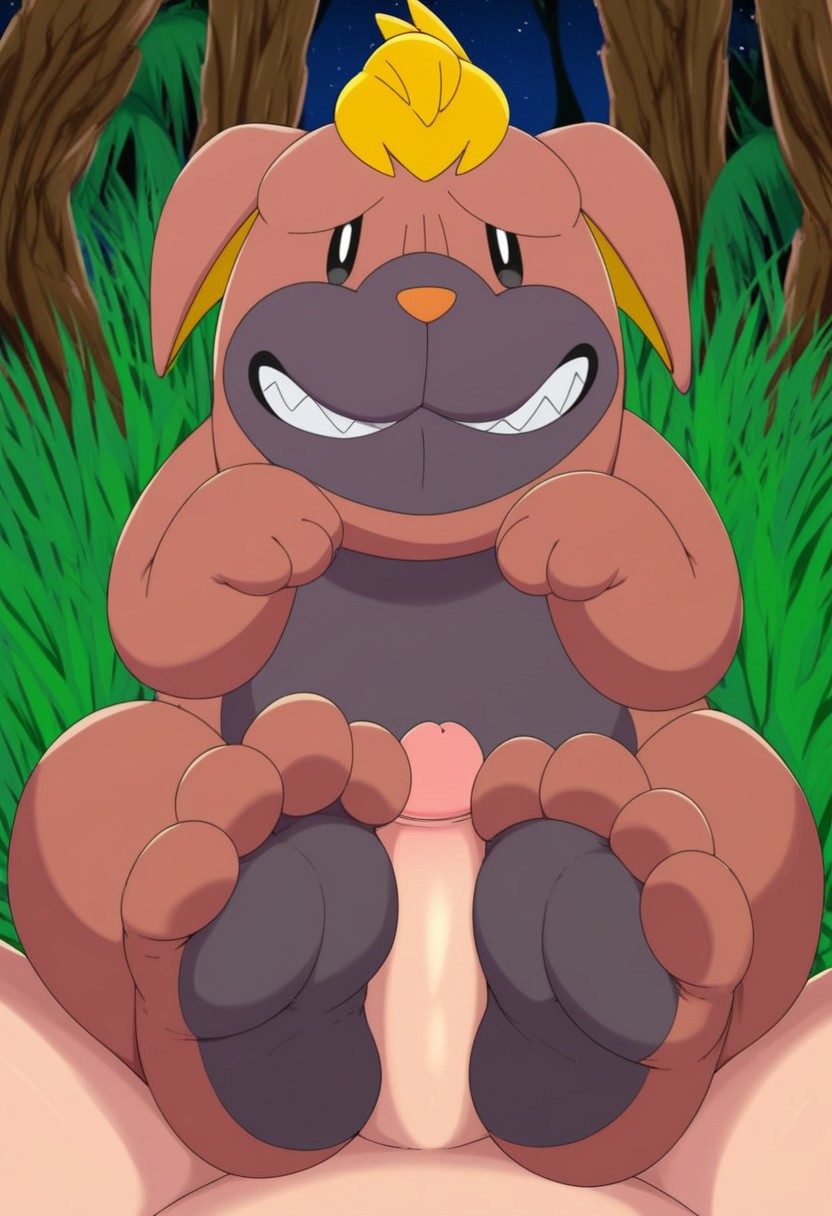 ai_generated feet foot_fetish foot_play footjob happy maschiff nintendo pawjob pawpads paws pokemon pokemon_(species) pov trainer uncensored