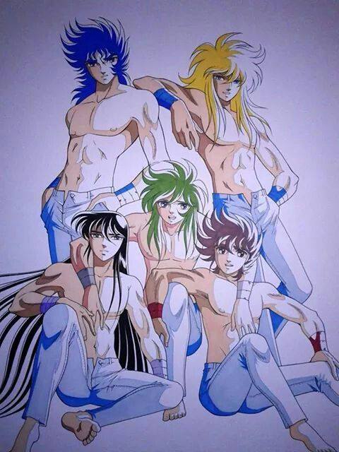 andromeda_shun cygnus_hyoga dragon_shiryu male_only pegasus_seiya phoenix_ikki saint_seiya shirtless