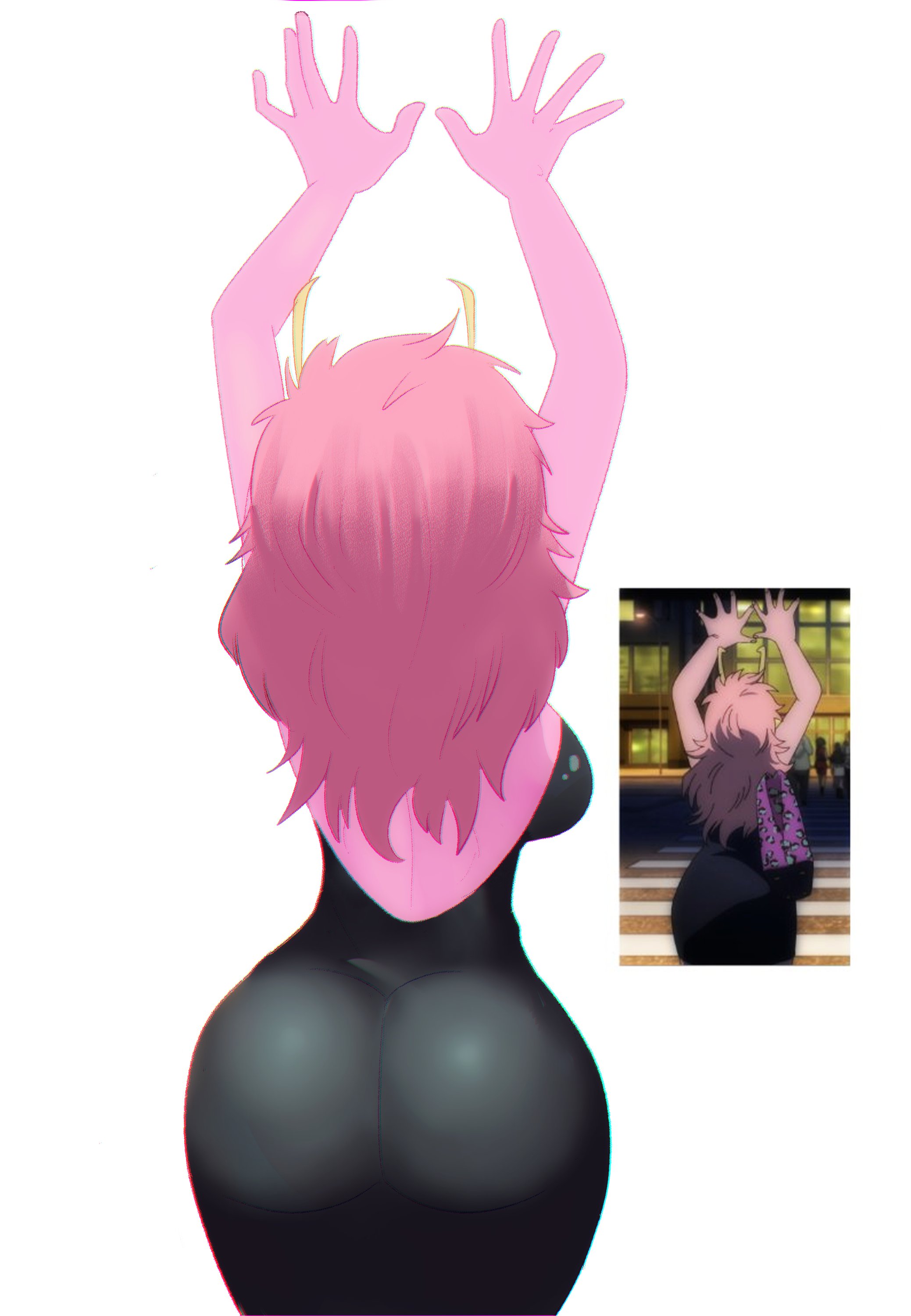 1girls, ashido mina time-skip, ass, boku no hero academia, chizubunsu, dress, female, female focus, female only, large ass, long hair, mina ashido, mina ashido curvy (meme), mina ashido time-skip, my hero academia, my hero academia (finale), pink body, pink hair, post-timeskip, solo, thick thighs, thighs, wide hips