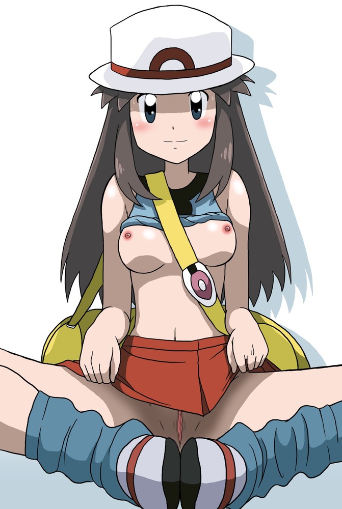 breasts, brown eyes, brown hair, female, human, human only, leaf (pokemon), long hair, pokemon, pokemon frlg, pokemon rgby