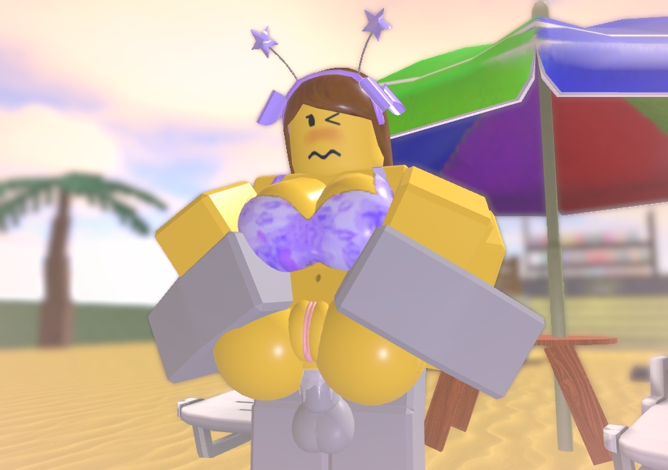 1boy, 1boy1girl, 1girl, 1girl1boy, 1girls, 3d, 3d (artwork), anal, anal penetration, anal sex, anonymous male, beach, beach background, beach umbrella, bikini top, blocky body, bloxzrd, bloxzrd (artist), blushing, brown hair, carrying, carrying partner, exposed pussy, full nelson, gray skin, grey body, large ass, large breasts, large penis, long hair, male dominating female, male penetrating female, plutonicylw, public, public nudity, public sex, questionable consent, retro, retro artstyle, roblox, roblox avatar, roblox studio, robloxian, style emulation, style imitation, style parody, suspended congress, video games, yellow body, yellow skin