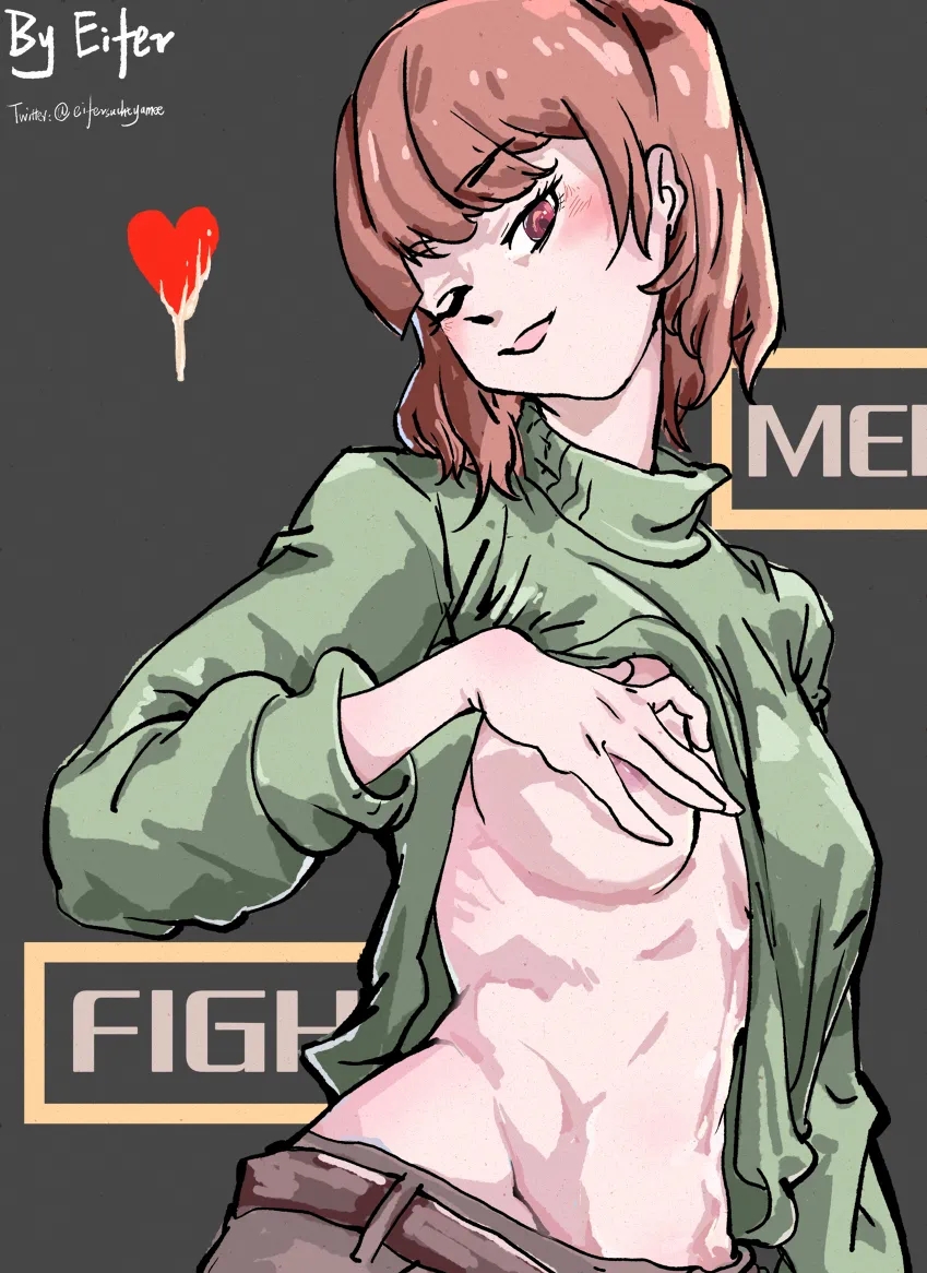 artist name, artist request, artist signature, chara, female, female chara, female focus, female only, hand over breast, presenting, solo, solo female, solo focus, undertale, undertale (series)