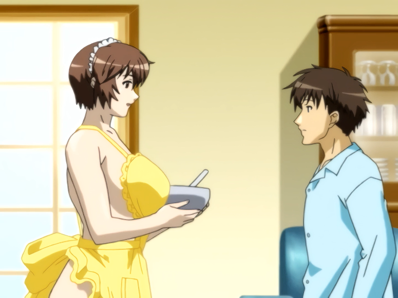 1boy 1girls anime_screencap ass before_creampie before_sex before_vaginal_penetration bowl breasts brown_hair brown_hair_female busty busty_female busty_girl butt clothed_male_naked_female clothed_male_nude_female conversation cop enormous_breasts enormous_tits female fushimi_kenta gigantic_breasts gigantic_tits huge_ass huge_breasts huge_butt hyper_breasts hyper_tits lewd lewd_female maid maid_headdress male massive_breasts massive_tits mature_female milky_(company) milky_animation_label ms_pictures naked naked_apron naked_female nonomiya_momoko nude nude_apron nude_female pervert pervert_female screencap shimai_tsuma_3 shimaizuma_3 short_brown_hair short_hair short_hair_female sofa super_breasts super_tits talking whisk