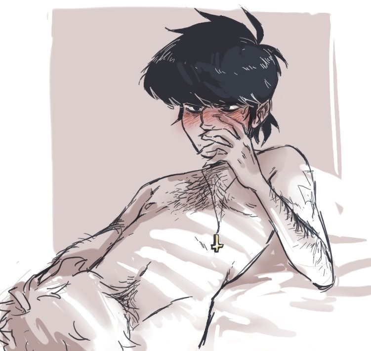 2d (gorillaz), cunnilingus, eating pussy, female, gay, gorillaz, holding head, murdoc niccals, niichan, pussy