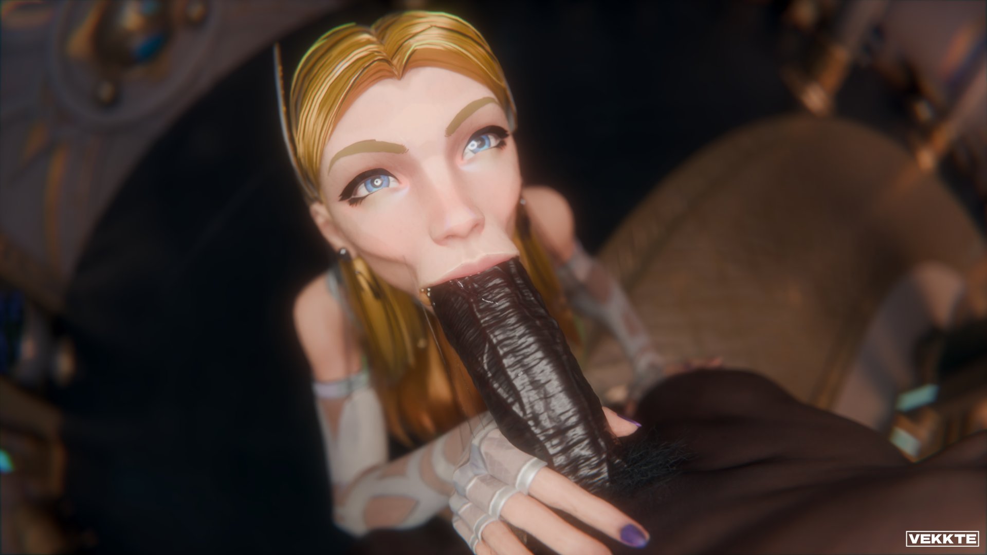 :>=, 1boy, 1girls, 3d, angry dragon, artist name, big penis, blonde female, blonde hair, blowjob, blowjob face, blue eyes, cheating, cheating wife, clothed female nude male, cock, dark skin, dark-skinned male, fantastic four, fellatio, female, holding penis, huge cock, interracial, invisible woman, invisible woman (marvel rivals), light skin, light-skinned female, looking at partner, male, male pov, male/female, marvel, marvel comics, marvel rivals, nude, nude male, oral, oral sex, pale skin, pale-skinned female, partial male, penis, pov, sue storm, unseen male face, veiny penis, vekkte, watermark