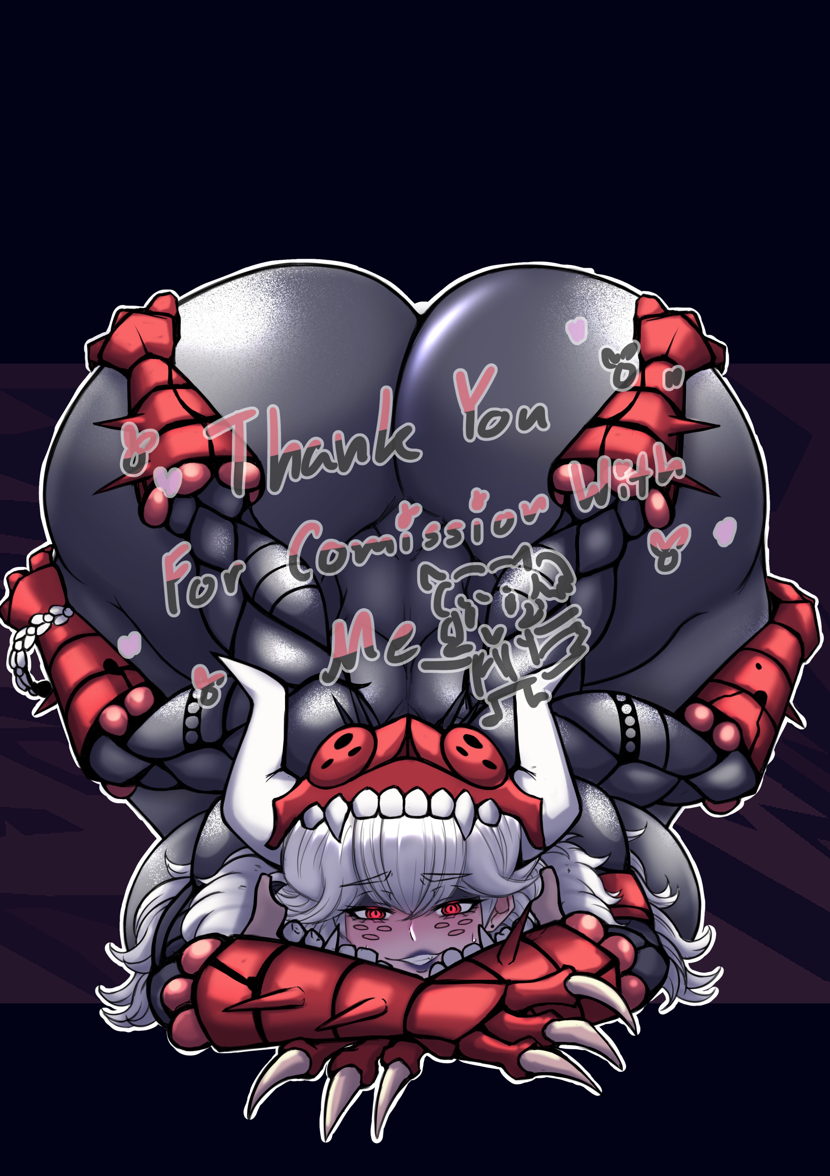 1girls, alternate version available, ass, ass bigger than head, beelzebub (helltaker), big ass, big breasts, big butt, bottom heavy, breasts, breasts bigger than head, bubble ass, bubble butt, curvaceous, curvy, curvy figure, demon, demon girl, demon horns, english text, face down ass up, female, female only, front view, happykon, helltaker, horns, huge ass, huge breasts, lipstick, looking at viewer, multi arm, multi limb, nude, purple lipstick, red eyes, seductive, seductive look, seductive smile, slim waist, solo, solo female, text, thick thighs, voluptuous, voluptuous female, white hair, wide hips