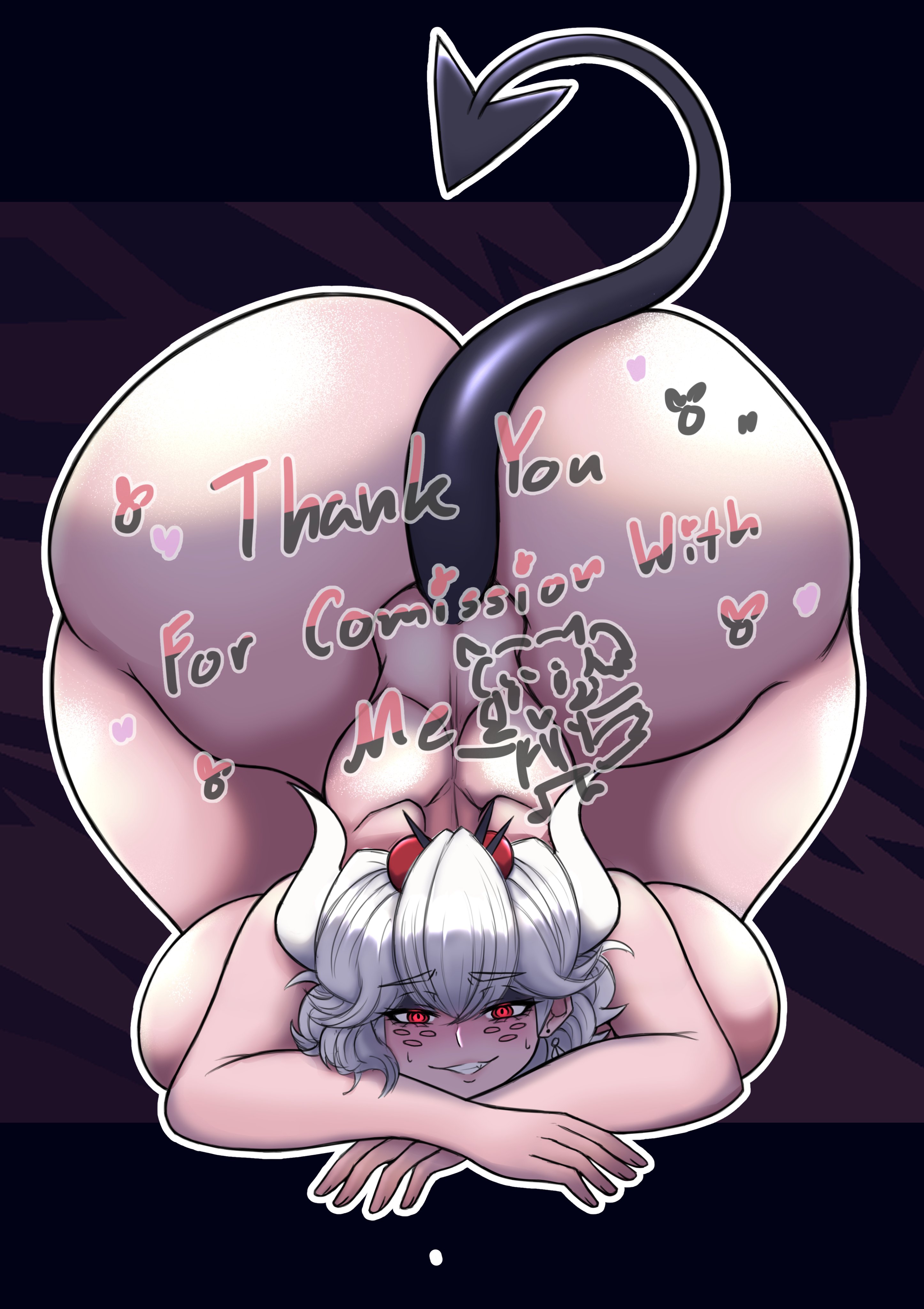 1girls, alternate version available, ass, ass bigger than head, beelzebub (helltaker), big ass, big breasts, big butt, bottom heavy, breasts, breasts bigger than head, bubble ass, bubble butt, completely nude, completely nude female, curvaceous, curvy, curvy figure, demon, demon girl, demon horns, demon tail, earrings, english text, face down ass up, female, female only, front view, full body, happykon, helltaker, horns, huge ass, huge breasts, looking at viewer, naked, naked female, nude, nude female, red eyes, seductive, seductive look, seductive smile, slim waist, solo, solo female, tail, text, thick thighs, voluptuous, voluptuous female, white hair, wide hips