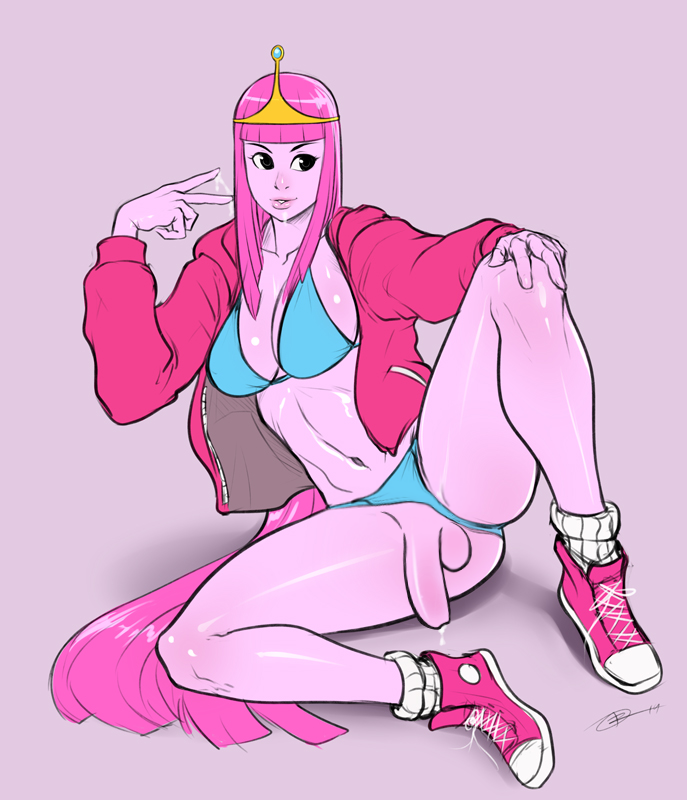 1futa adventure_time dickgirl flaccid foreskin futa_only futanari intersex izra long_foreskin penis pink_hair pink_skin princess_bubblegum sb-af shoes sneakers solo solo_futa testicles uncensored uncut unretracted_foreskin