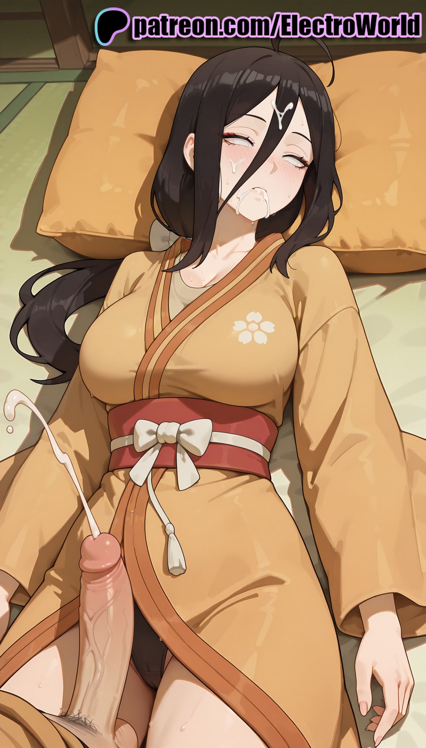1boy, 1girls, 2025, ai female, ai generated, artist name, balls, black hair, black panties, boruto: naruto next generations, breasts, cock, cum, cum in mouth, cum on body, cum on breasts, cum on clothes, cum on hair, cum on self, cum string, dick, ejaculation, electroworld, erection, facial, female, hi res, high quality, high resolution, highres, hyuuga hanabi, japanese clothes, kimono, large penis, laying down, long hair, lying, lying on back, male, naruto, naruto (series), obi, on back, panties, patreon, patreon username, penis, pillow, projectile cum, sash, sleep molestation, sleeping, solo focus, stable diffusion, straight, testicles, uncensored, veins, veiny penis, watermark
