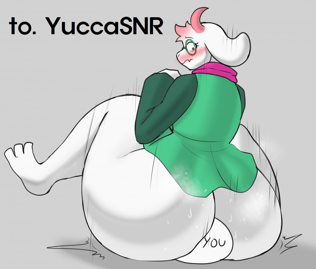1boy, accident, anthro, ass, babyhunt4, big ass, big ass (male), butt crush, da ra ra ra, deltarune, facesitting, femboy, furry, male, ralsei, ralsei with white fur, tagme, undertale (series)