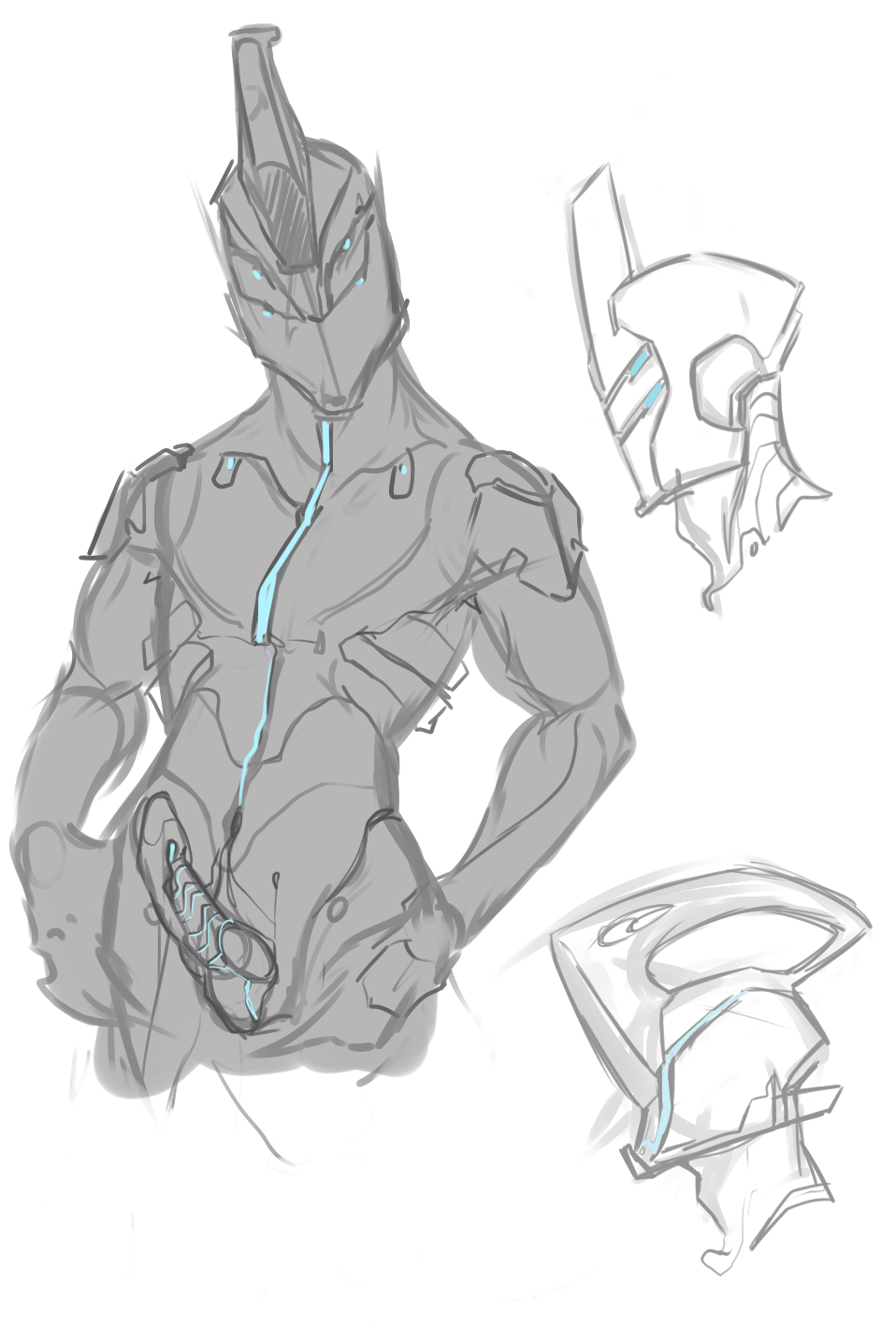 1boy liger_inuzuka male male_only nyx_(warframe) partially_colored precum rule_63 sketch solo warframe