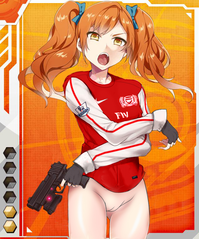 arsenal bottomless female female_only gun gunner mizuryuu_kei nike soccer solo taimanin_(series) taimanin_asagi_battle_arena taimanin_asagi_battle_arena_all_card_gallery weapon