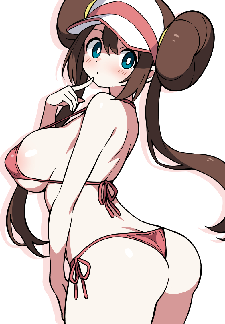 1girls, ass, bikini, blush, breasts, ecgg (tsuji418477), female, female only, micro bikini, nintendo, pokemon, pokemon bw, pokemon bw2, rosa (pokemon), solo, swimsuit