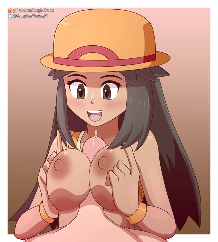 blush boobjob breast_squeeze breasts breasts_out clothing complex_vortex game_freak hair human leaf_(pokemon) nintendo nipples paizuri pokemon pokemon_frlg pokemon_rgby simple_background smile titjob video_games