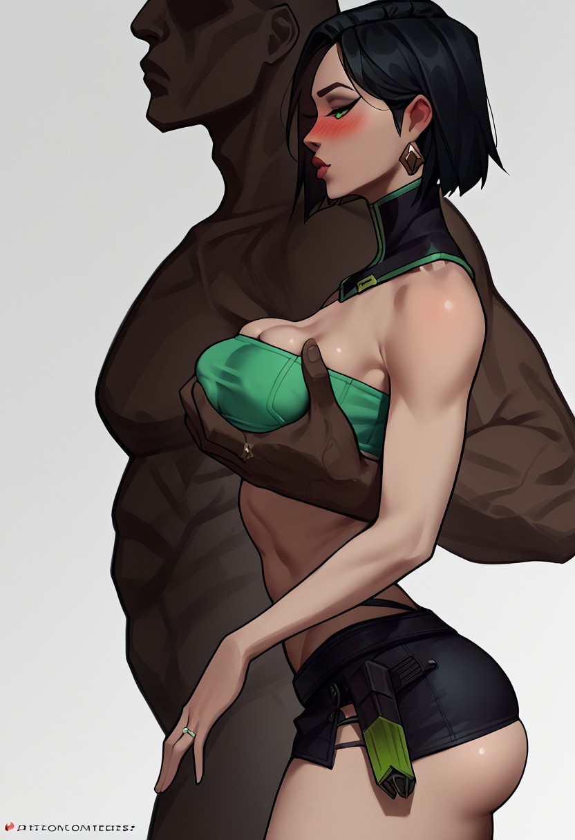 1boy, 1girls, ai generated, ass, balls, big ass, big balls, big breasts, big butt, big penis, black hair, blush, breast grab, breasts, cheating, cheating female, cheating girlfriend, cheating wife, clothed, clothed female nude male, dark skin, dark-skinned male, dominant, dominant male, domination, earrings, exposed ass, exposed breasts, faceless male, female, green eyes, hand on breast, interracial, light skin, light-skinned female, male, miniskirt, muscular, muscular male, naked, naked male, netorare, ntr, pale skin, pale-skinned female, penis, public, public exposure, public humiliation, riot games, short hair, skimpy, skimpy clothes, skimpy outfit, skirt, tagme, thong, valorant, viper (valorant), walking