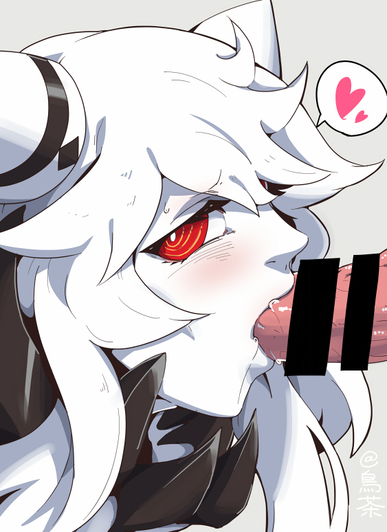 abyssal_ship censored fellatio female heart kantai_collection midway_hime oral pale_skin penis red_eyes shinkaisei-kan spoken_heart tori white_hair